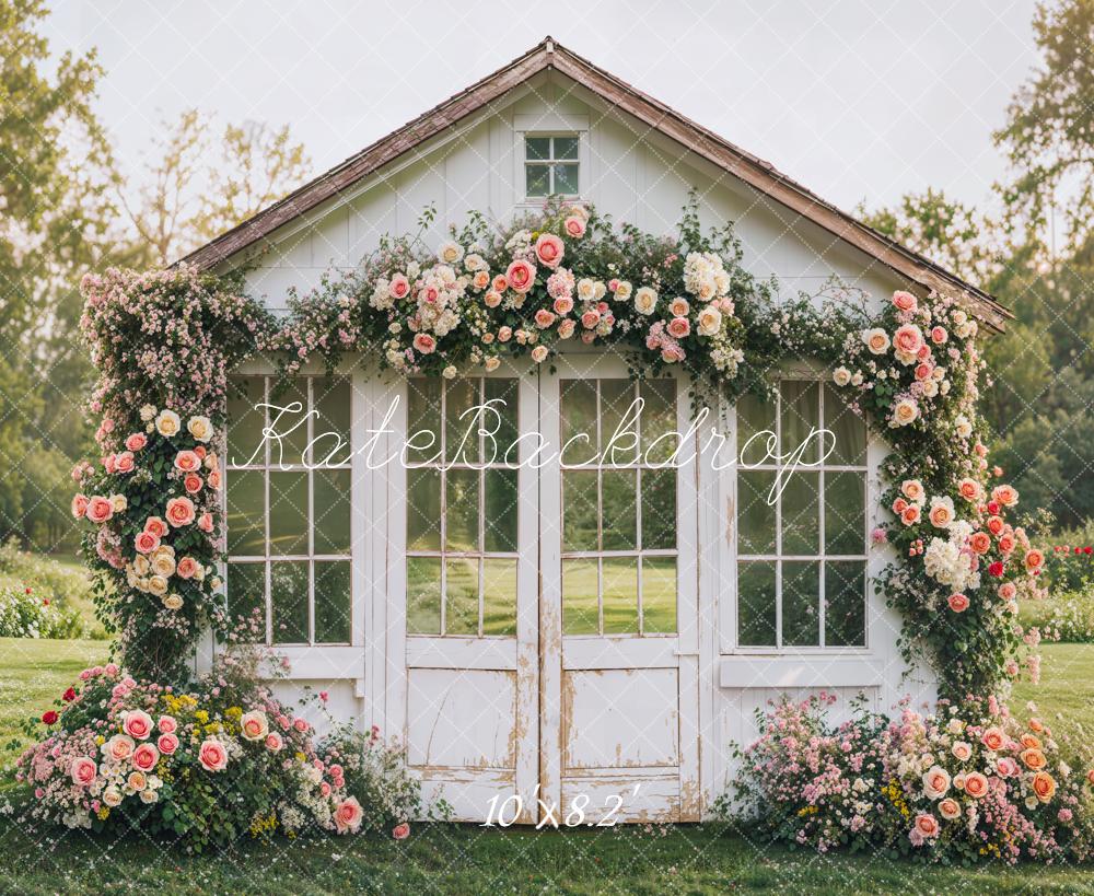 Kate Spring Flower House Rustic Garden Backdrop Designed by Emetselch - Kate Backdrop AU