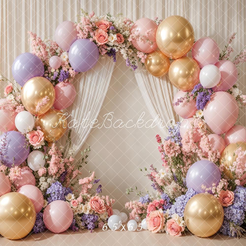 Kate Cake Smash Flower Arch Balloon Backdrop Designed by Emetselch - Kate Backdrop AU