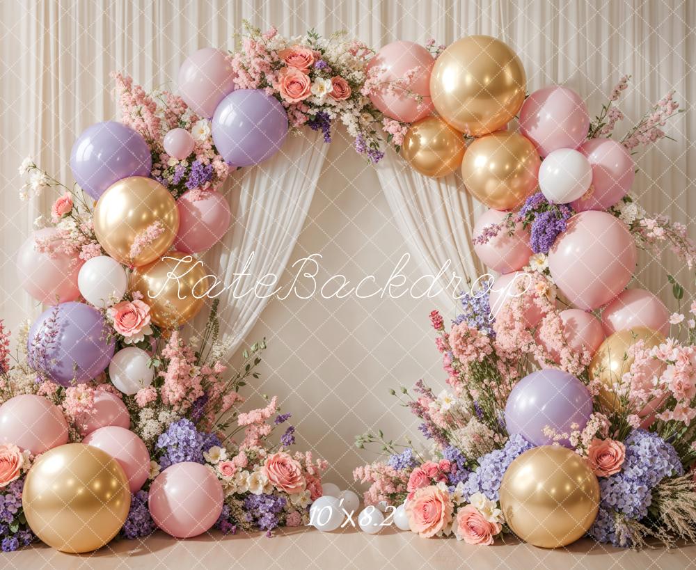 Kate Cake Smash Flower Arch Balloon Backdrop Designed by Emetselch - Kate Backdrop AU