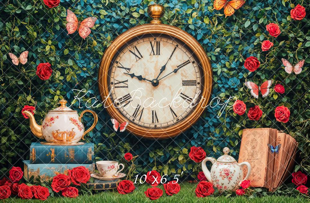 Kate Vintage Clock Tea Party Backdrop Designed by Emetselch - Kate Backdrop AU