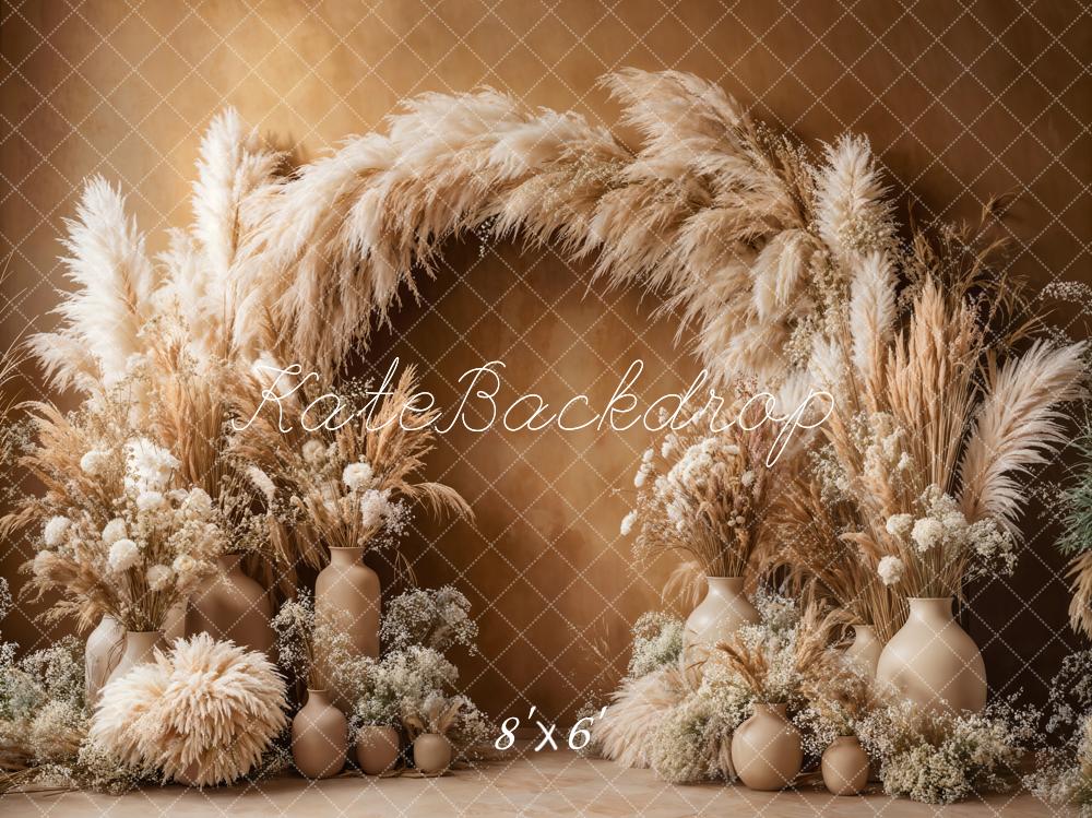 Kate Boho Arch Pampas Grass Brown Backdrop Designed by Emetselch - Kate Backdrop AU