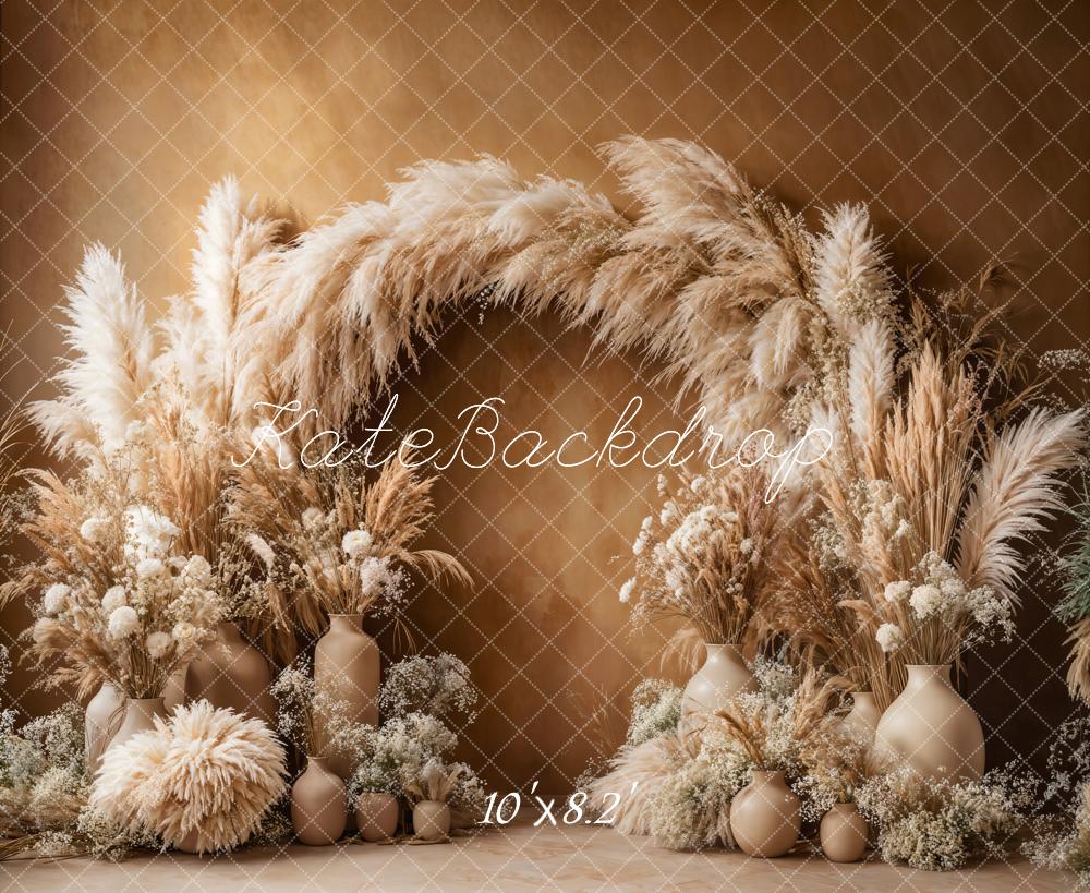 Kate Boho Arch Pampas Grass Brown Backdrop Designed by Emetselch - Kate Backdrop AU