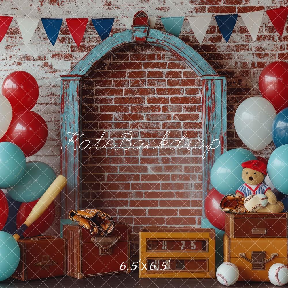 Kate Baseball Interior Cake Smash Backdrop Designed by Mini MakeBelieve - Kate Backdrop AU