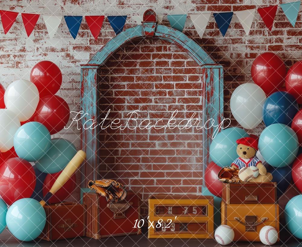Kate Baseball Interior Cake Smash Backdrop Designed by Mini MakeBelieve - Kate Backdrop AU