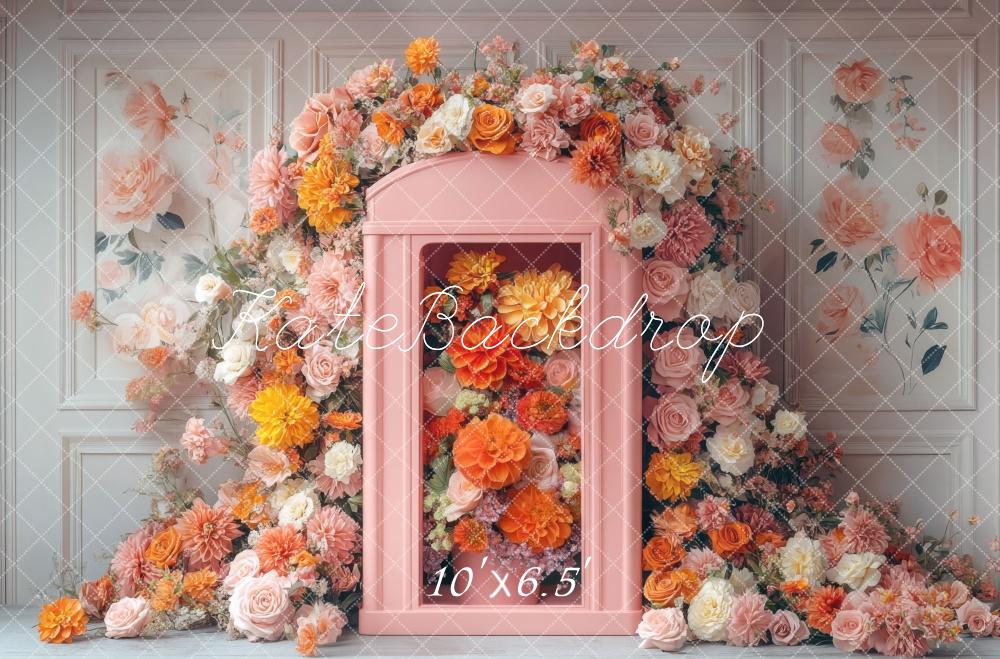 Kate Spring Pink Telephone Booth Backdrop Designed by Mini MakeBelieve - Kate Backdrop AU