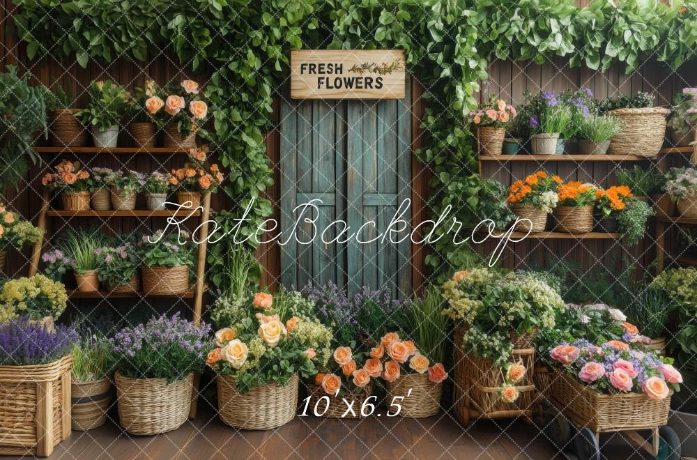 Kate Spring Flower Shop Rustic Backdrop Designed by Mini MakeBelieve - Kate Backdrop AU