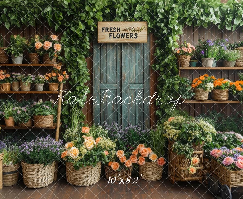 Kate Spring Flower Shop Rustic Backdrop Designed by Mini MakeBelieve - Kate Backdrop AU