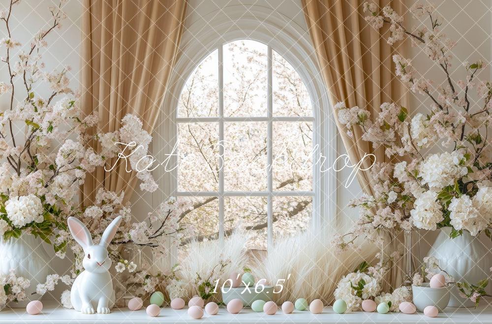 Kate Easter Bunny Floral Arched Window Backdrop Designed by Mini MakeBelieve - Kate Backdrop AU