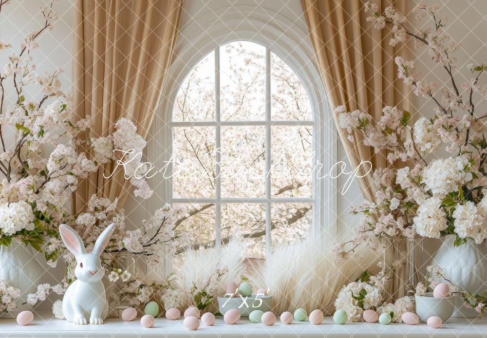 Kate Easter Bunny Floral Arched Window Backdrop Designed by Mini MakeBelieve - Kate Backdrop AU