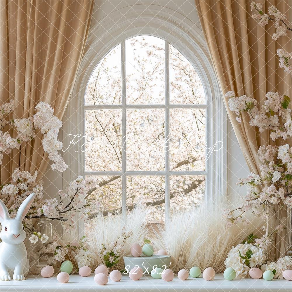 Kate Easter Bunny Floral Arched Window Backdrop Designed by Mini MakeBelieve - Kate Backdrop AU