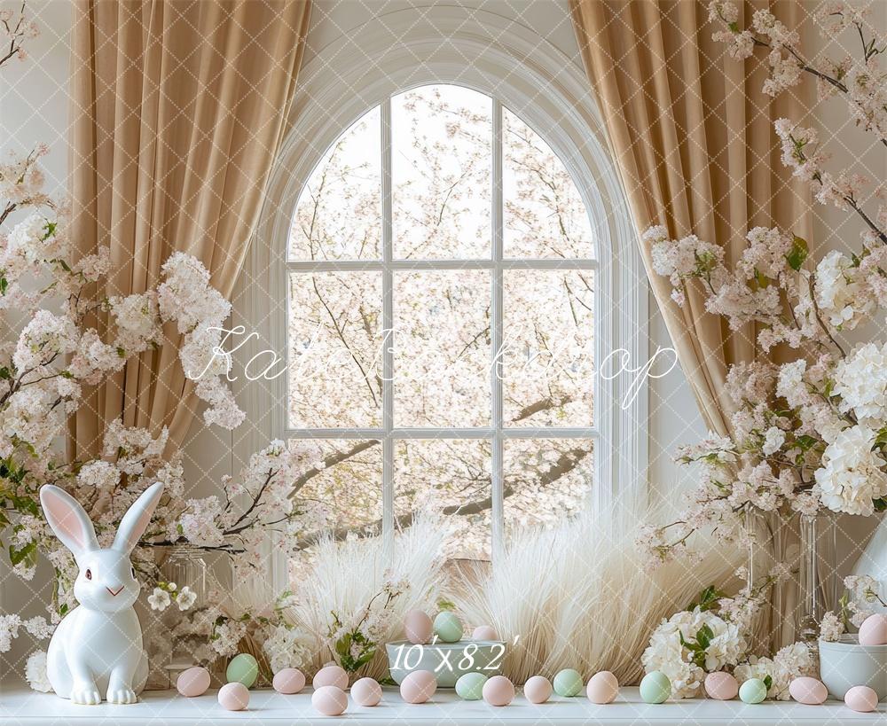 Kate Easter Bunny Floral Arched Window Backdrop Designed by Mini MakeBelieve - Kate Backdrop AU