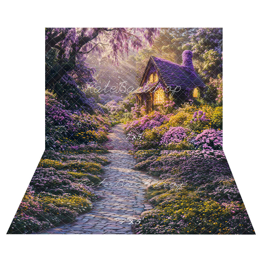 Kate Dreamy Fairy Cottage Forest Backdrop+Flower Pathway Garden Floor Backdrop - Kate Backdrop AU