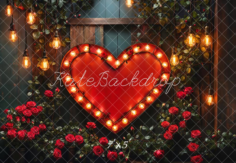 Kate Valentine Heart Lights Roses Backdrop Designed by Emetselch - Kate Backdrop AU