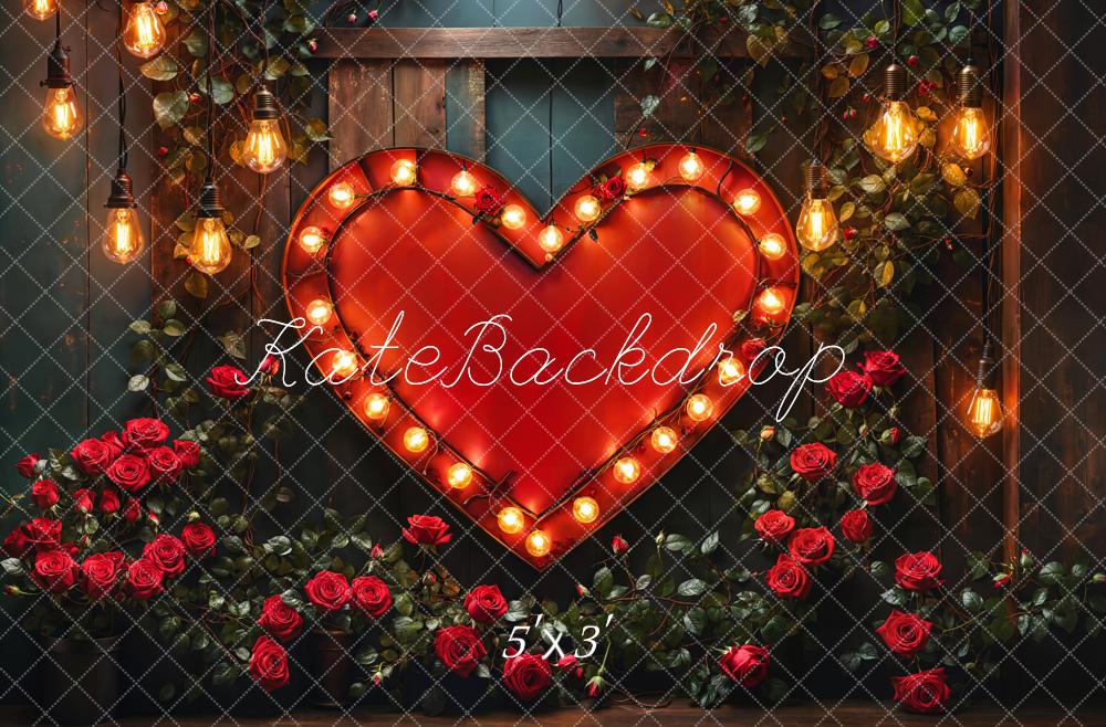 Kate Valentine Heart Lights Roses Backdrop Designed by Emetselch - Kate Backdrop AU