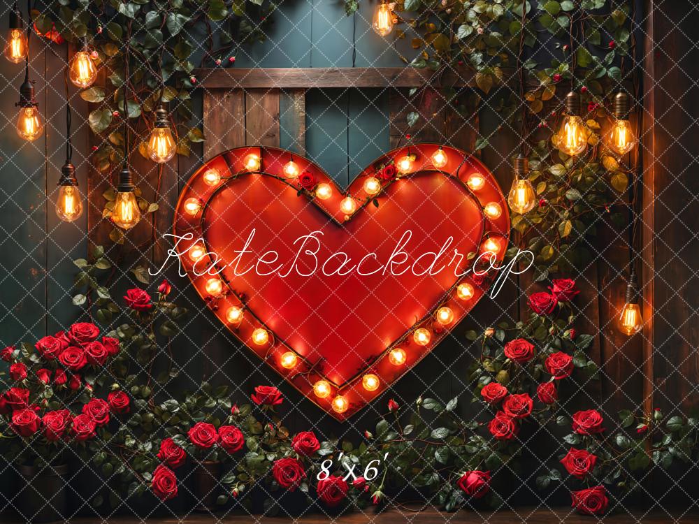 Kate Valentine Heart Lights Roses Backdrop Designed by Emetselch - Kate Backdrop AU