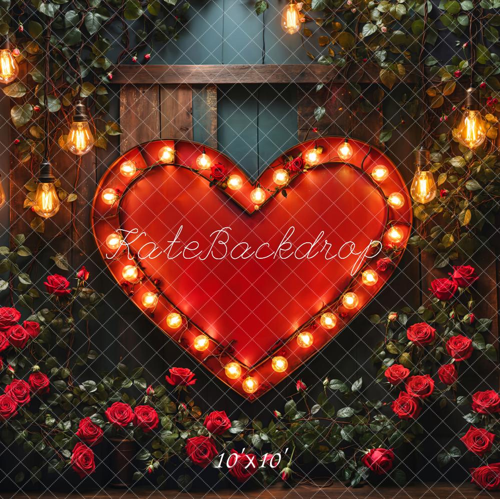 Kate Valentine Heart Lights Roses Backdrop Designed by Emetselch - Kate Backdrop AU
