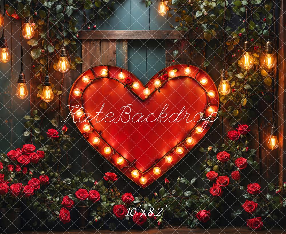 Kate Valentine Heart Lights Roses Backdrop Designed by Emetselch - Kate Backdrop AU