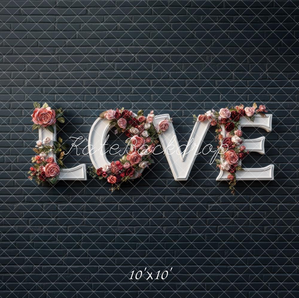 Kate Brick Love Valentine's Day Backdrop Designed by Mini MakeBelieve - Kate Backdrop AU