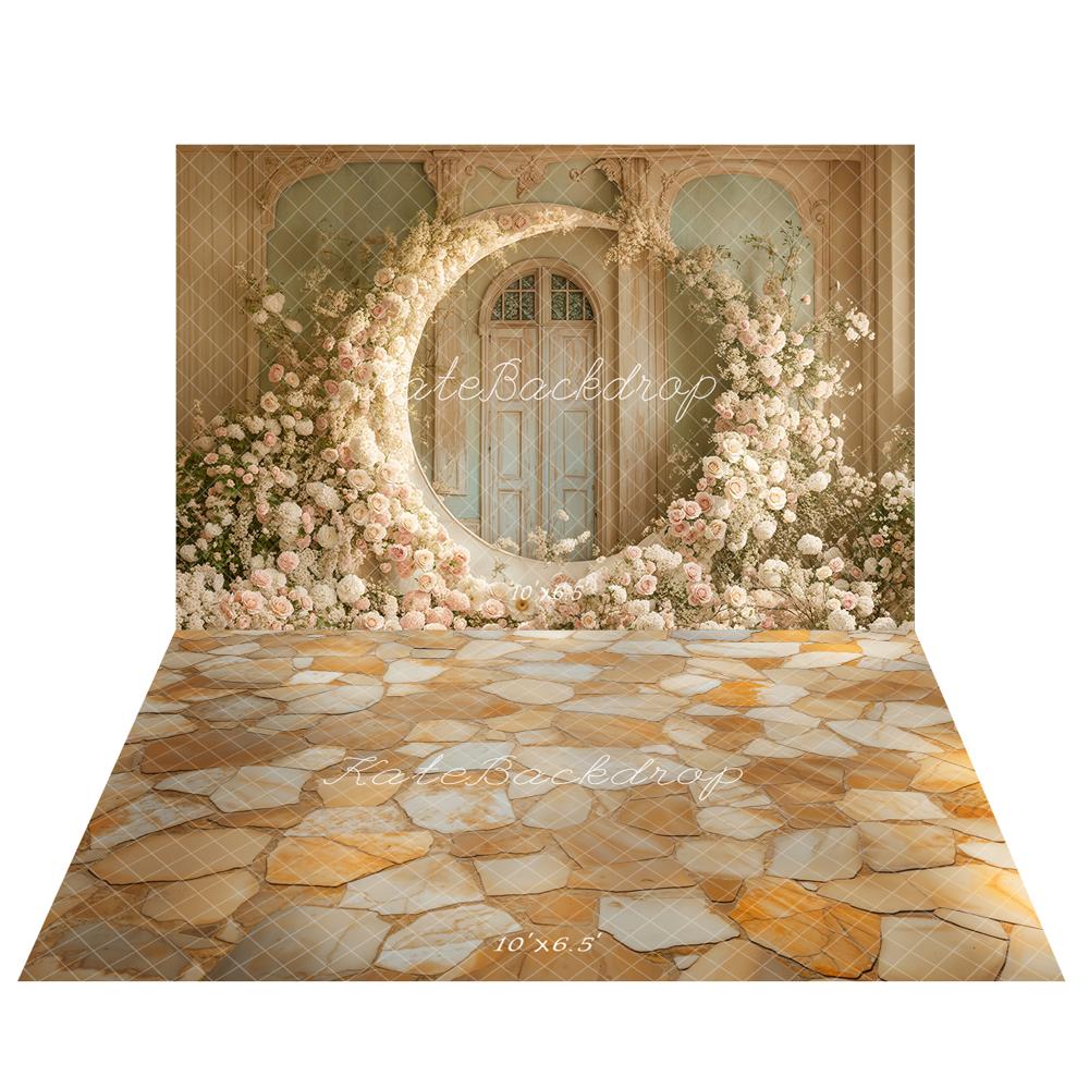 Kate Mother's Day Moon Wedding Backdrop+Stone Floor Backdrop - Kate Backdrop AU