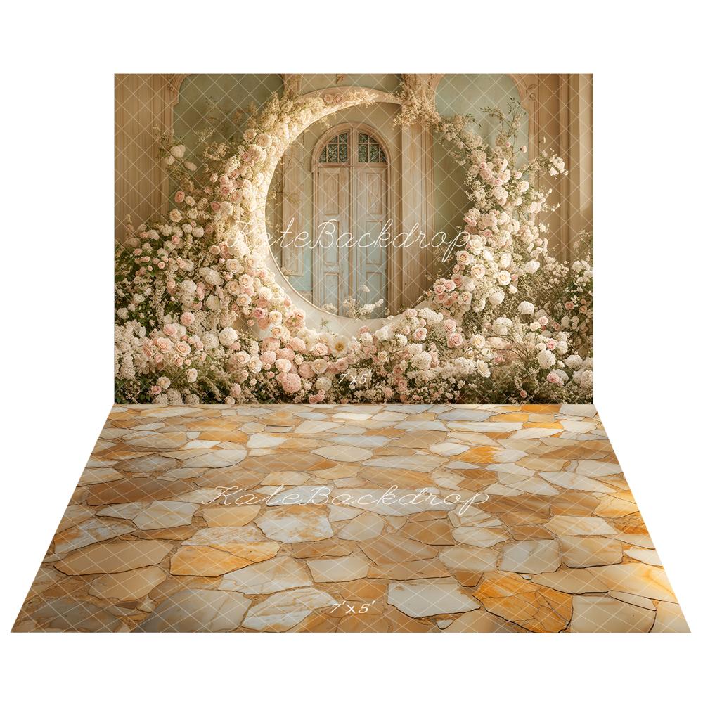 Kate Mother's Day Moon Wedding Backdrop+Stone Floor Backdrop - Kate Backdrop AU