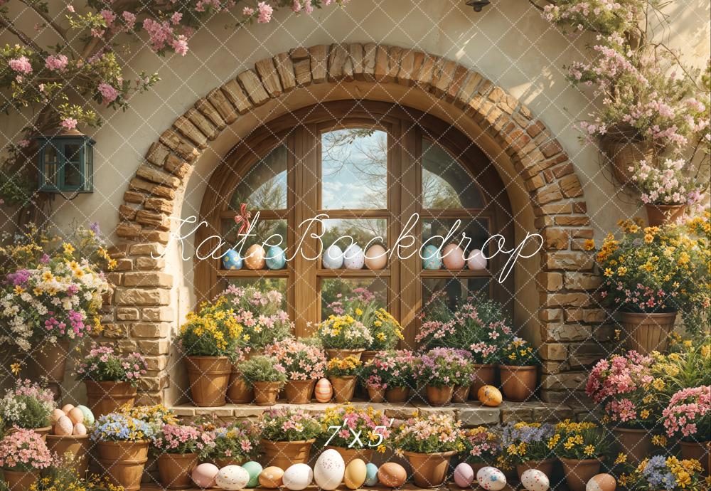 Kate Easter Floral Arched Window Outdoor Backdrop Designed by Emetselch - Kate Backdrop AU