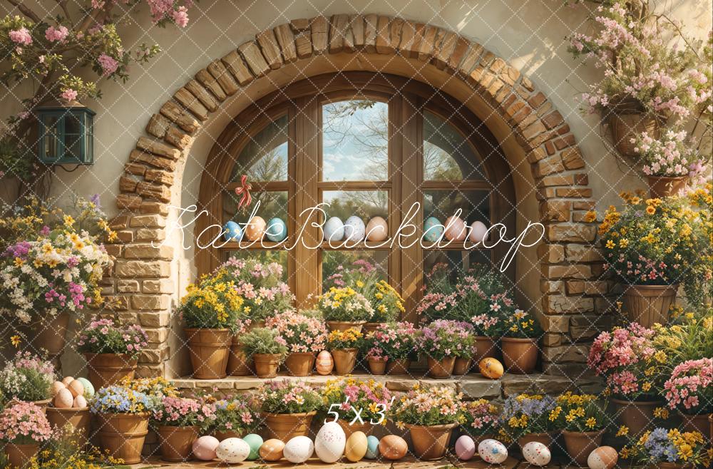 Kate Easter Floral Arched Window Outdoor Backdrop Designed by Emetselch - Kate Backdrop AU