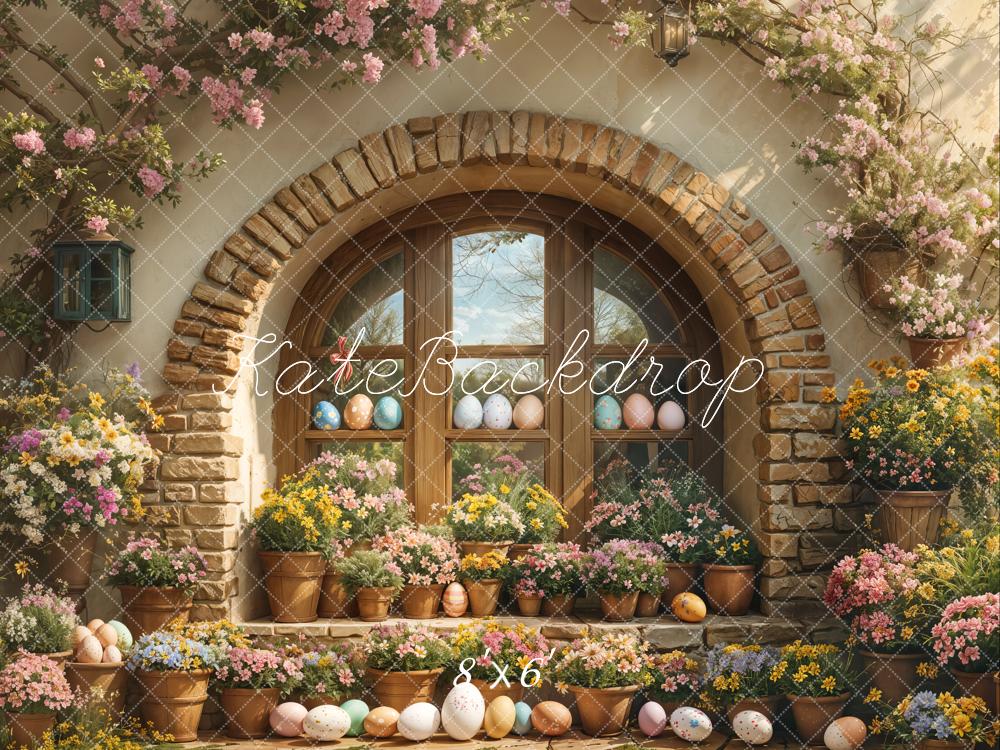 Kate Easter Floral Arched Window Outdoor Backdrop Designed by Emetselch - Kate Backdrop AU