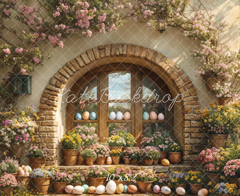 Kate Easter Floral Arched Window Outdoor Backdrop Designed by Emetselch - Kate Backdrop AU