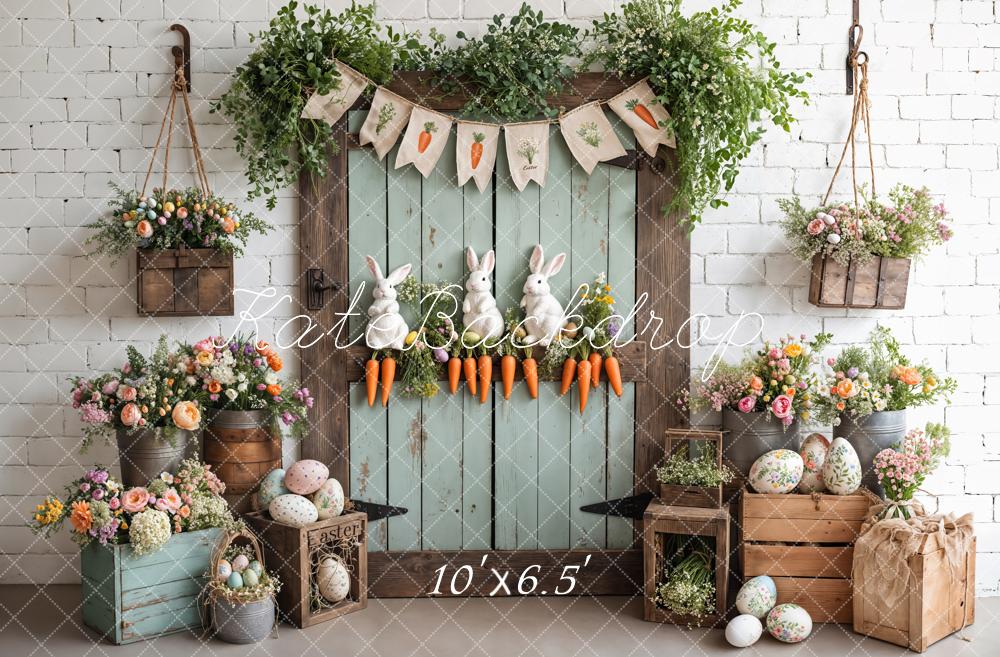Kate Easter Bunny Carrots Door Wood Backdrop Designed by Emetselch - Kate Backdrop AU