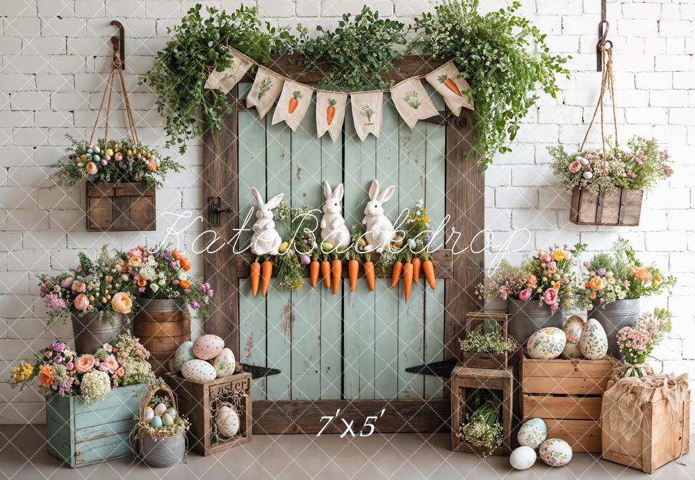 Kate Easter Bunny Carrots Door Wood Backdrop Designed by Emetselch - Kate Backdrop AU