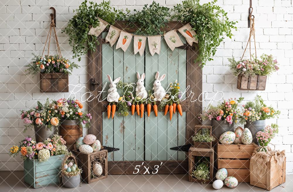 Kate Easter Bunny Carrots Door Wood Backdrop Designed by Emetselch - Kate Backdrop AU