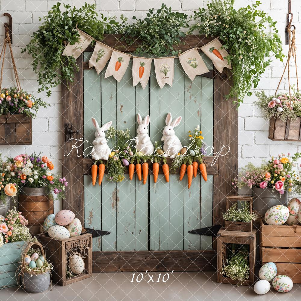 Kate Easter Bunny Carrots Door Wood Backdrop Designed by Emetselch - Kate Backdrop AU