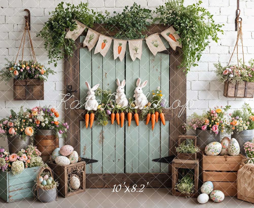 Kate Easter Bunny Carrots Door Wood Backdrop Designed by Emetselch - Kate Backdrop AU