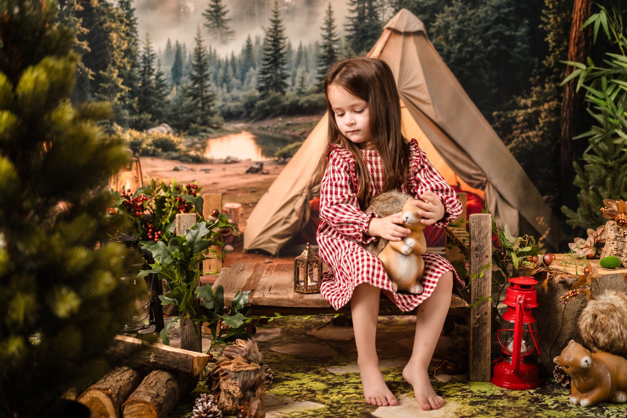 Kate Camping Forest Tent Lights Backdrop Designed by Emetselch - Kate Backdrop AU