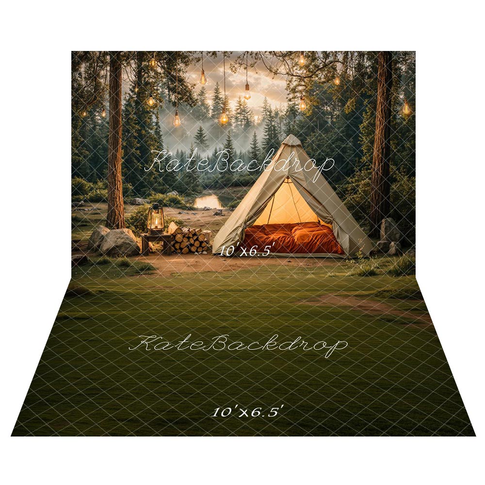 Kate Camping Forest Tent Backdrop+Lawn Floor Backdrop - Kate Backdrop AU