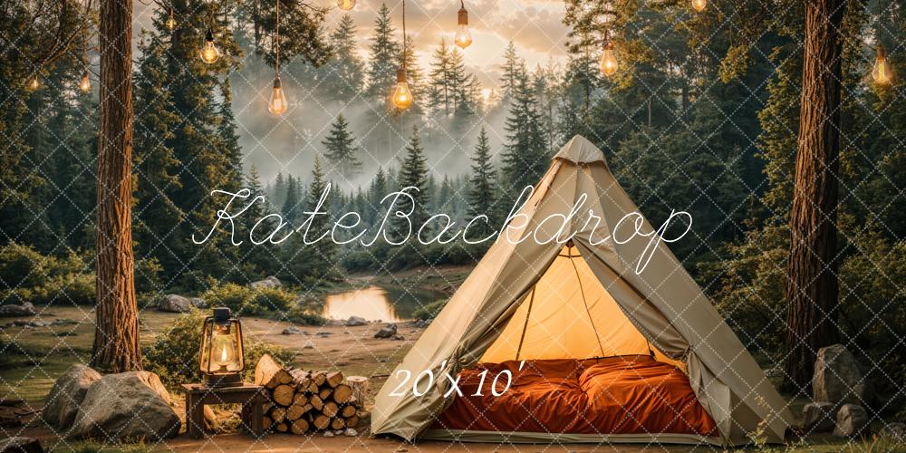 Kate Camping Forest Tent Lights Backdrop Designed by Emetselch - Kate Backdrop AU