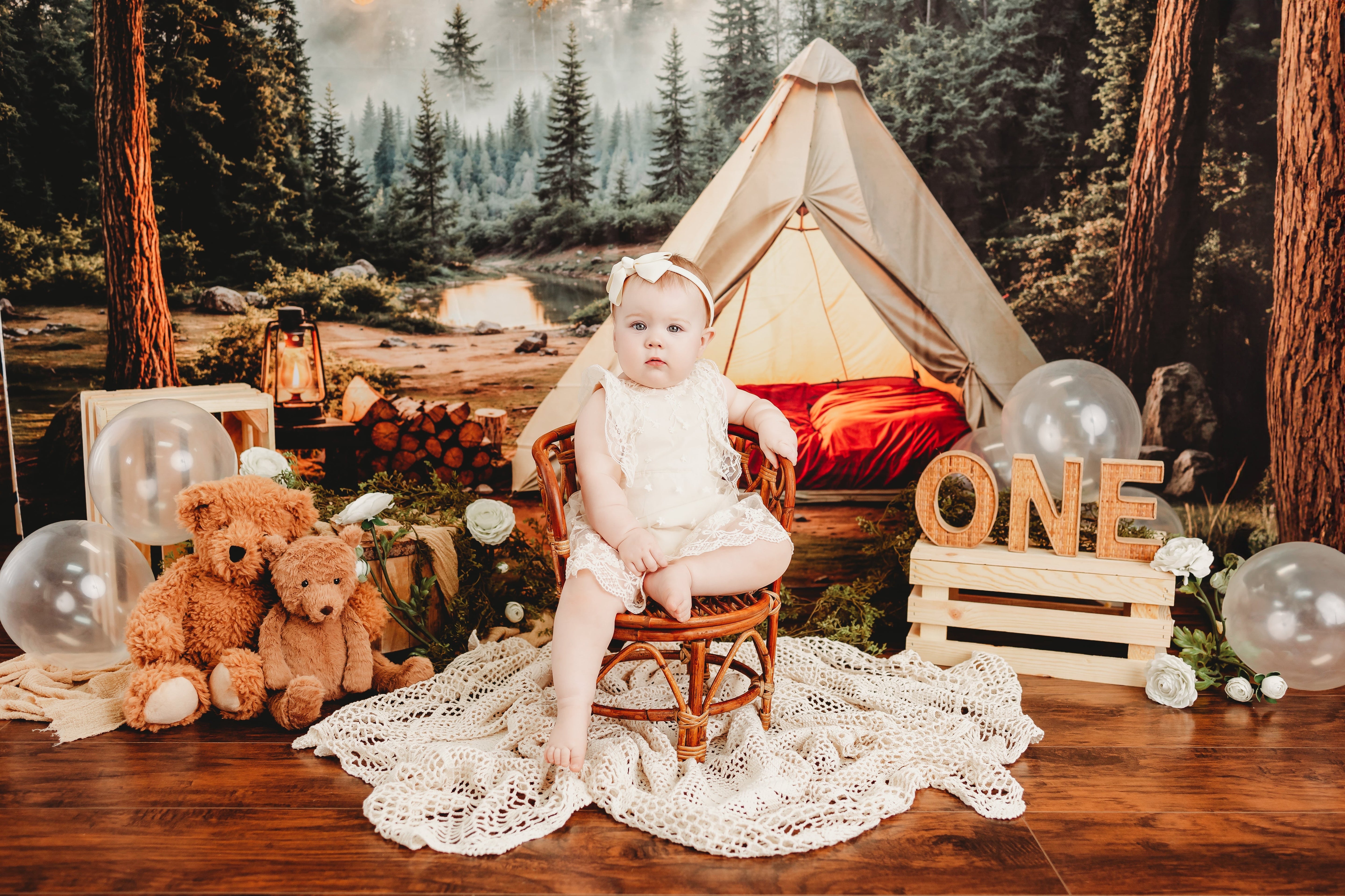 Kate Camping Forest Tent Lights Backdrop Designed by Emetselch - Kate Backdrop AU