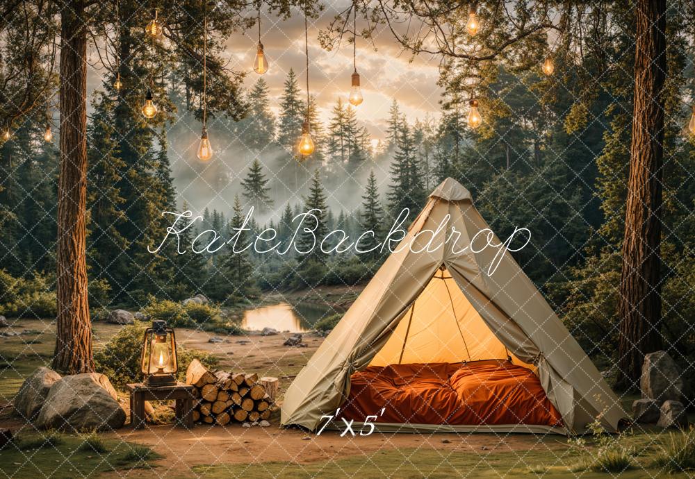 Kate Camping Forest Tent Lights Backdrop Designed by Emetselch - Kate Backdrop AU