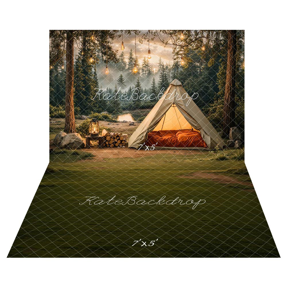 Kate Camping Forest Tent Backdrop+Lawn Floor Backdrop - Kate Backdrop AU