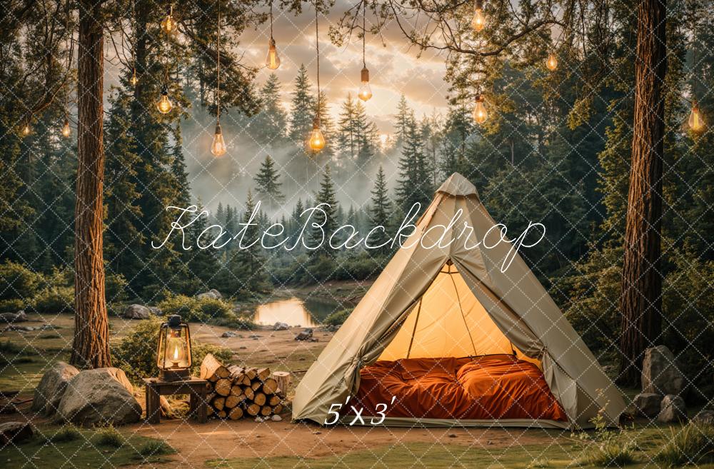 Kate Camping Forest Tent Lights Backdrop Designed by Emetselch - Kate Backdrop AU