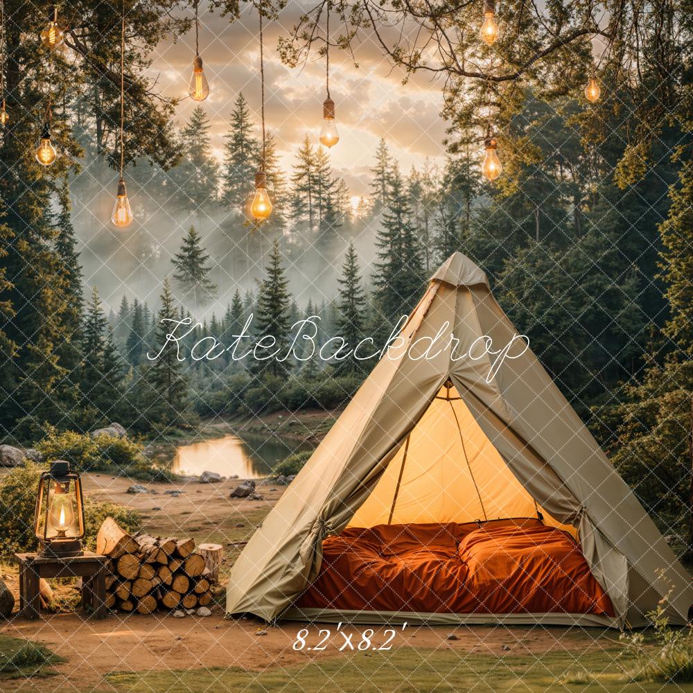 Kate Camping Forest Tent Lights Backdrop Designed by Emetselch - Kate Backdrop AU
