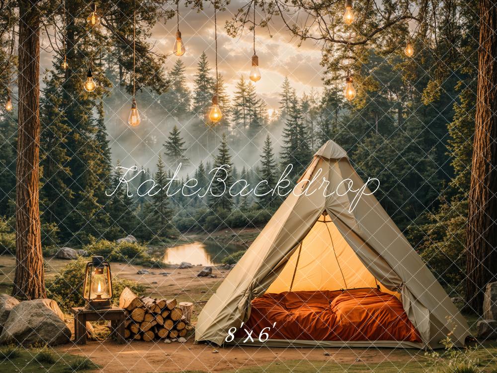 Kate Camping Forest Tent Lights Backdrop Designed by Emetselch - Kate Backdrop AU