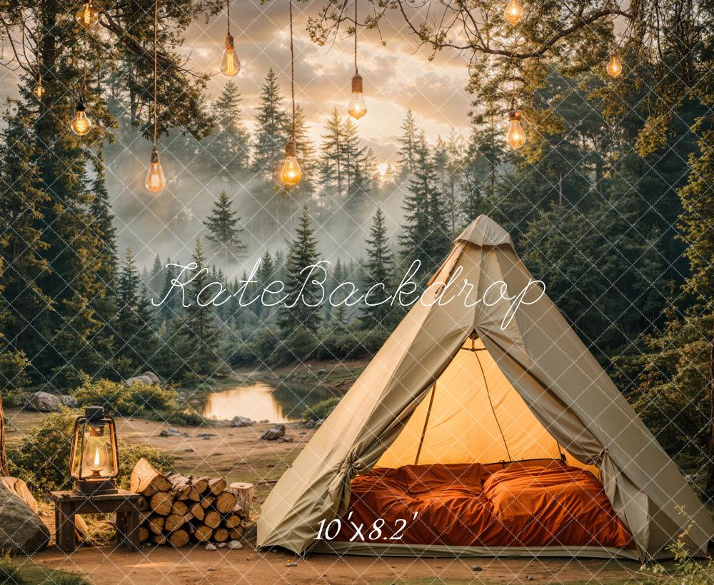 Kate Camping Forest Tent Lights Backdrop Designed by Emetselch - Kate Backdrop AU