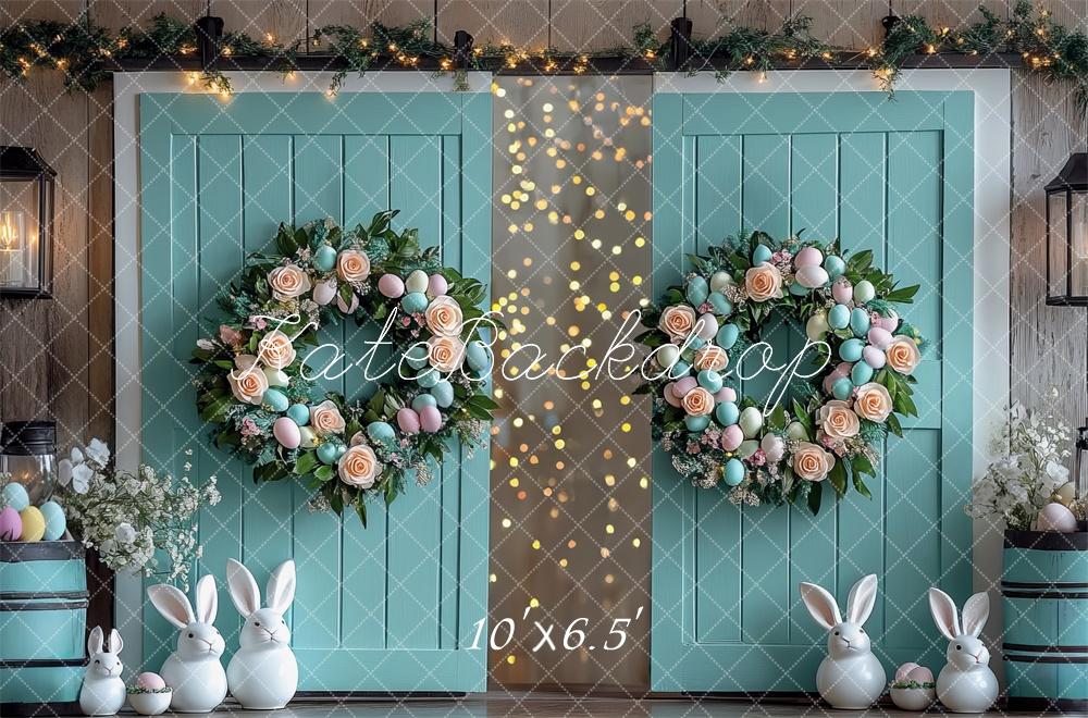 Kate Easter Egg Wreath Barn Door Backdrop Designed by Mini MakeBelieve - Kate Backdrop AU