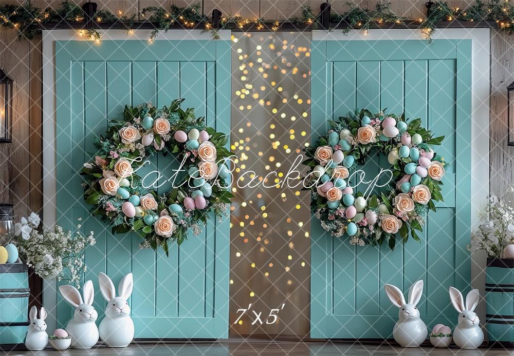 Kate Easter Egg Wreath Barn Door Backdrop Designed by Mini MakeBelieve - Kate Backdrop AU