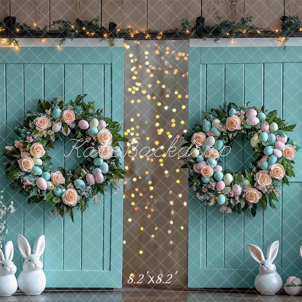 Kate Easter Egg Wreath Barn Door Backdrop Designed by Mini MakeBelieve - Kate Backdrop AU