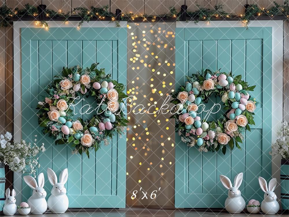 Kate Easter Egg Wreath Barn Door Backdrop Designed by Mini MakeBelieve - Kate Backdrop AU