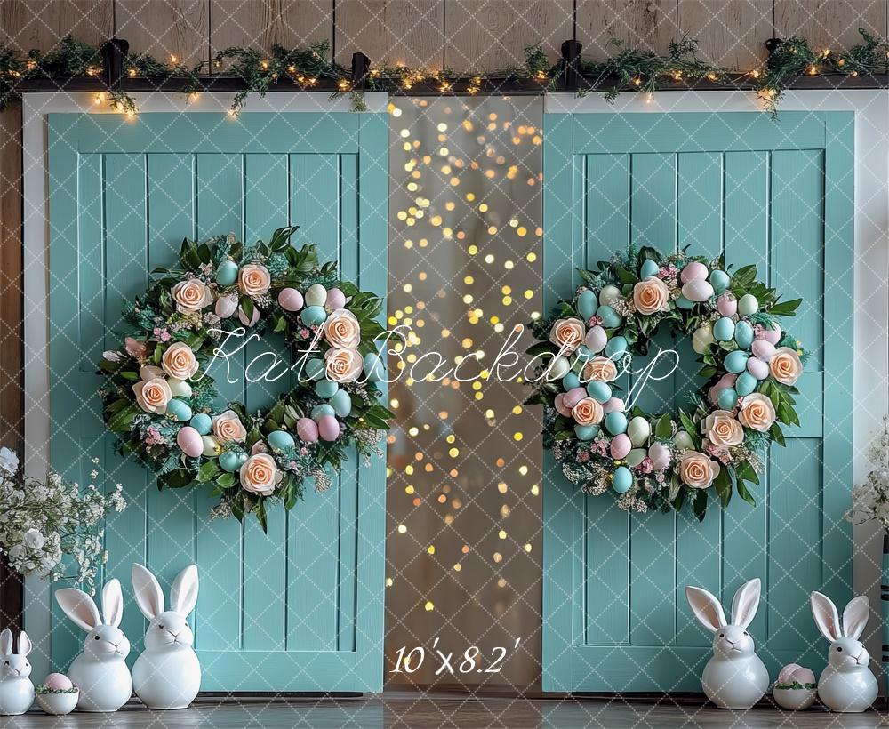 Kate Easter Egg Wreath Barn Door Backdrop Designed by Mini MakeBelieve - Kate Backdrop AU