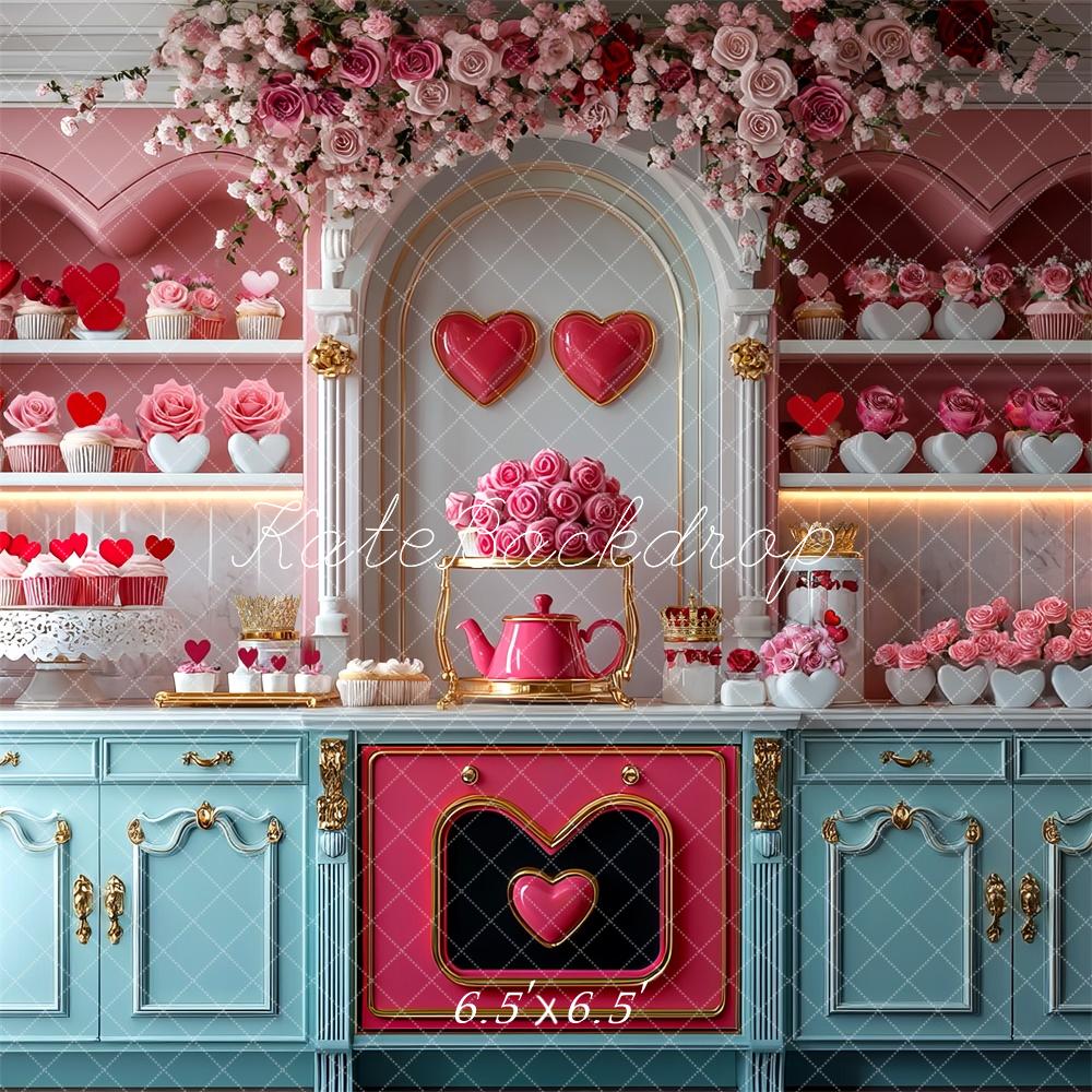Kate Valentine's Day Kitchen Backdrop Designed by Mini MakeBelieve - Kate Backdrop AU