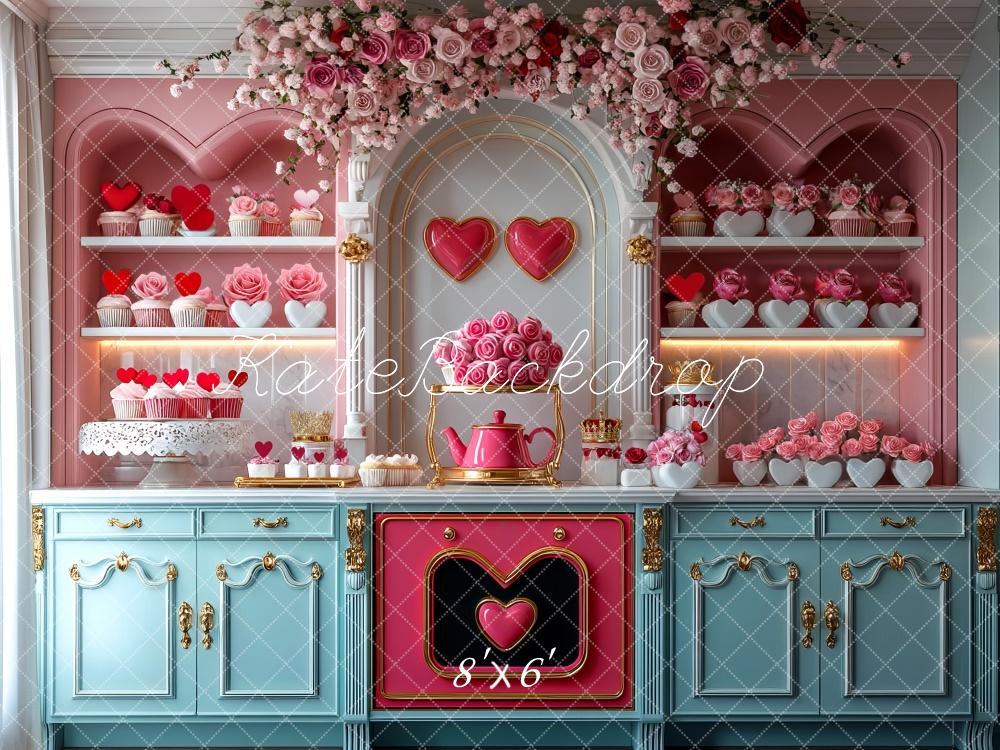 Kate Valentine's Day Kitchen Backdrop Designed by Mini MakeBelieve - Kate Backdrop AU